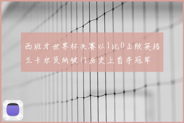 西班牙世界杯决赛以1比0击败英格兰卡尔莫纳破门历史上首夺冠军